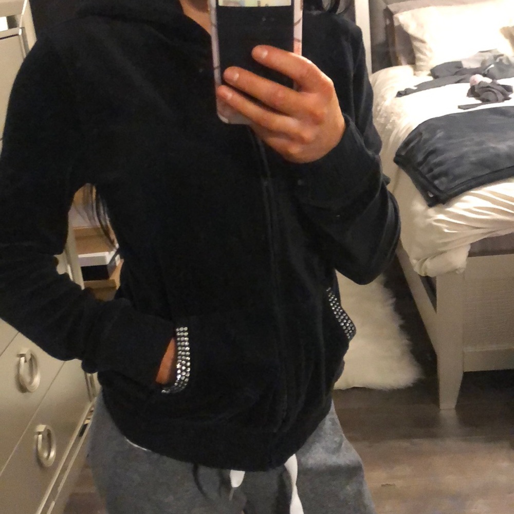 Velour Rhinestone Hoodie